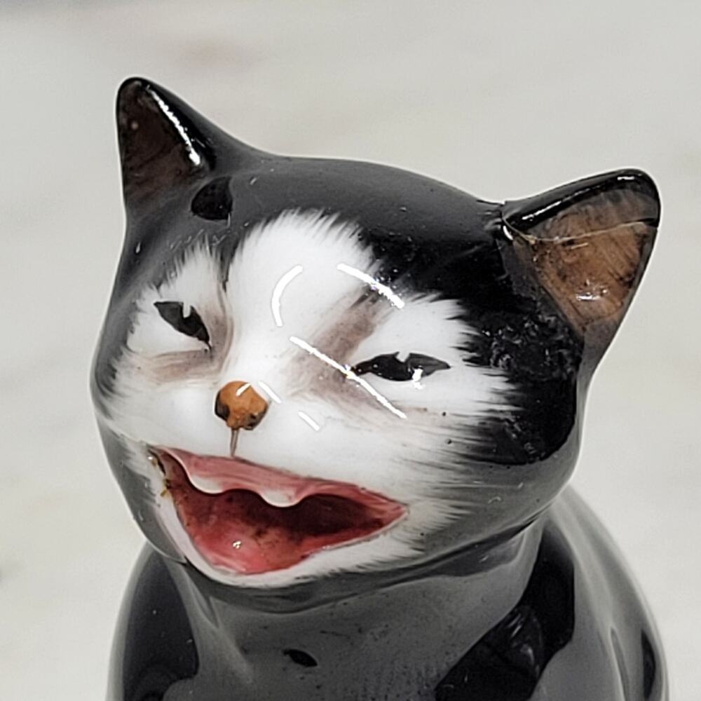 Royal Doulton Lucky Cat Miniature 2.5" Black Bone China Anthropomorphic England - Picture 2 of 16